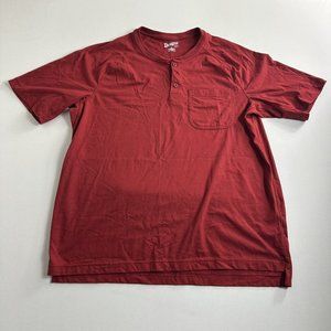 Duluth Trading Henley Relaxed Fit Long Tail Mens Size Large Long SLeeve‎ Red